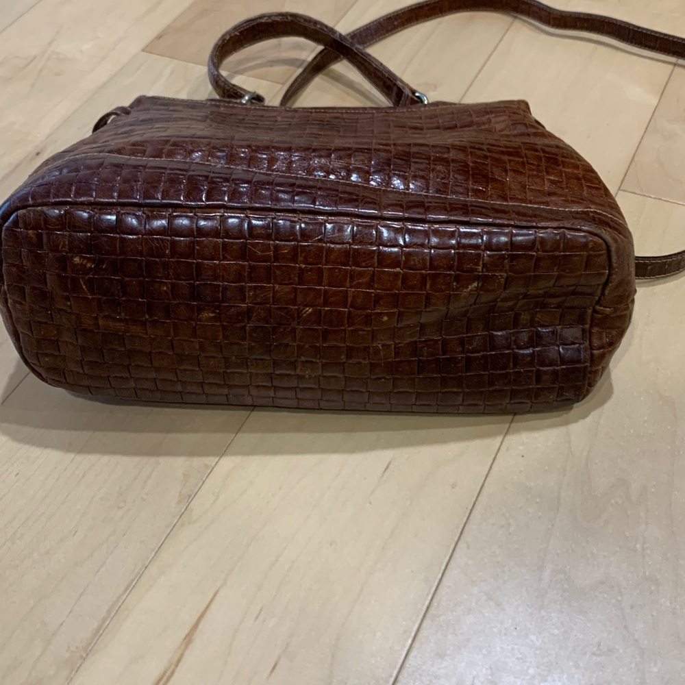 Furla  Croc Embossed leather Shoulder Bag  Chestnut Brown - Picture 5 of 8